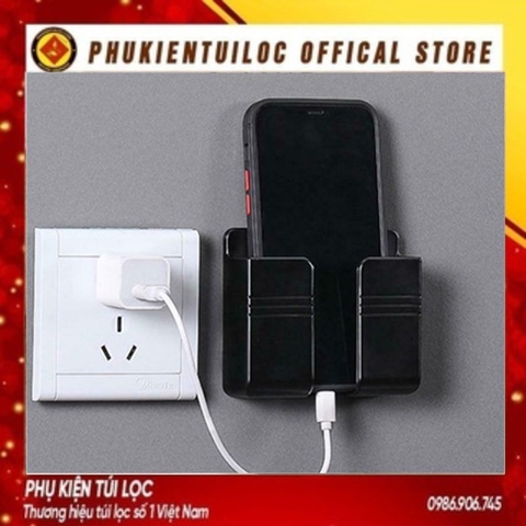 Kệ Dán Tường Để Điện Thoại, Ống Cắm Điều Khiển Remote Xẻ Rãnh V5 Siêu Tiện Lợi - Khay Đựng Đồ, Bút Viết Đa Năng