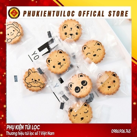 Combo 100 Túi đựng bánh quy nướng, bánh cookie nút nhỏ dễ thương túi trong suốt bông tuyết sắc nét- Phukientuiloc.com