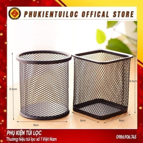 Hũ Giỏ Đựng Bút Lưới Sắt Để Bàn - Ống Lọ Cắm Bút Kim Loại Văn Phòng Phẩm (Chọn Màu)