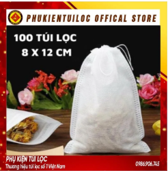 ( Sỉ) Combo 100 Túi lọc trà, cà phê vải không dệt có dây rút - Túi lọc nhiều kích thước