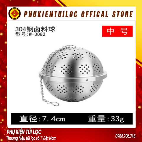 Lọc inox hình tròn cao cấp, có dây treo, nhiều kích thước, quả lọc- nhiều kích thước