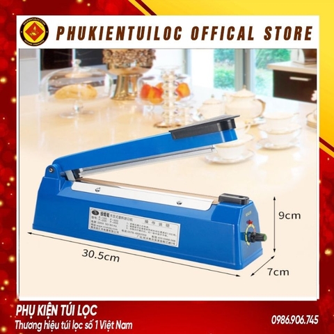 Máy hàn nhiệt miệng túi nilon túi zip dập tay PFS 200 để bảo quản thực phẩm, bọc sản phẩm bán hàng, cắt màng co