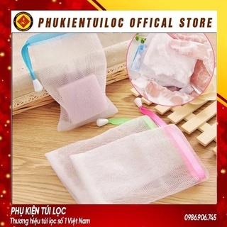 Túi Lưới Đựng Xà Phòng Túi Lưới Tạo Bọt Xà Bông Tiện Lợi - 2 Lớp Có Dây Rút 15x9CM
