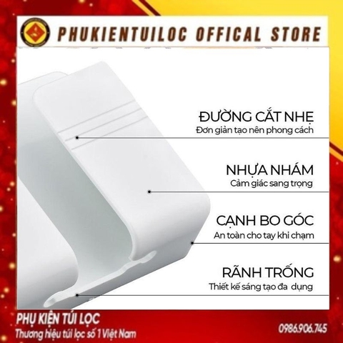 Kệ Dán Tường Để Điện Thoại, Ống Cắm Điều Khiển Remote Xẻ Rãnh V5 Siêu Tiện Lợi - Khay Đựng Đồ, Bút Viết Đa Năng