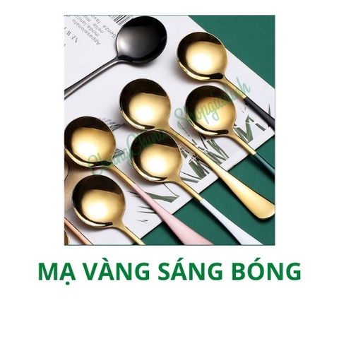 Thìa Inox 304 cao cấp độ dày 3.5mm mạ vàng cán dài nhiều màu sắc( kèm túi)