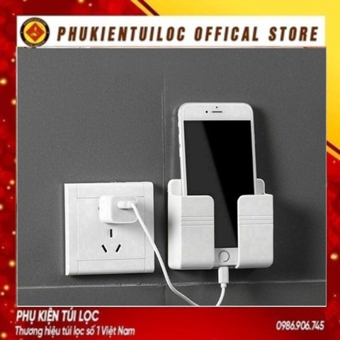 Kệ Dán Tường Để Điện Thoại, Ống Cắm Điều Khiển Remote Xẻ Rãnh V5 Siêu Tiện Lợi - Khay Đựng Đồ, Bút Viết Đa Năng