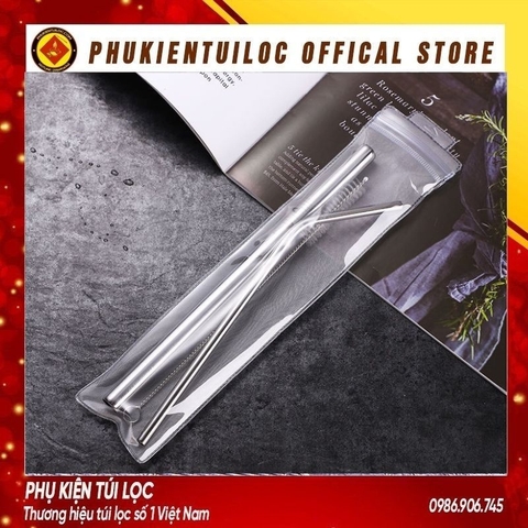 BỘ ỐNG HÚT INOX Thép Không Gỉ Cao Cấp Và Bàn Chải Cọ Rửa - Ống Hút Dài Đủ Size Cho Mọi Đồ Uống & Trà Sữa