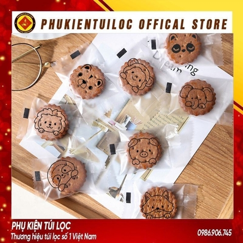 Combo 100 Túi đựng bánh quy nướng, bánh cookie nút nhỏ dễ thương túi trong suốt bông tuyết sắc nét- Phukientuiloc.com