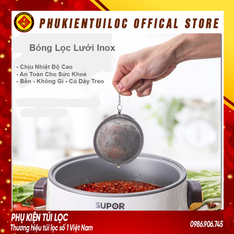 Bóng Lọc Lưới Inox 304- Lọc Trà Inox, Có Dây Treo, Cứng, Bền, Không Gỉ- Phukientuiloc