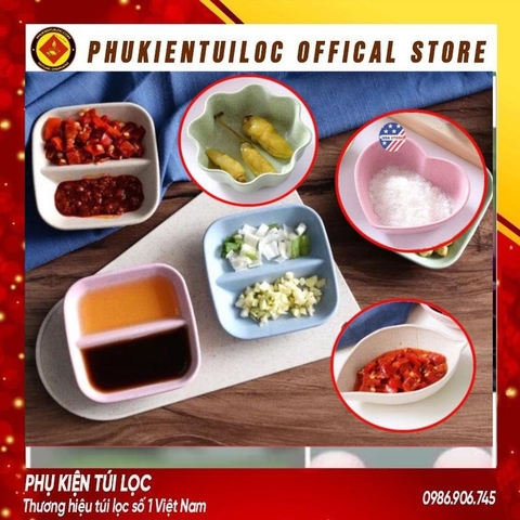 Đĩa Đựng Gia Vị 1 Ngăn/2 Ngăn Kiểu 2 - Chén Bát Nhỏ Đựng Nước Mắm, Nước Chấm, Xì Dầu Để Bàn Ăn Lúa Mạch