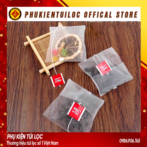 Combo 100 Túi lọc trà, thảo dược lưới tam giác gấp miện dây nhúng- nhiều kích thước