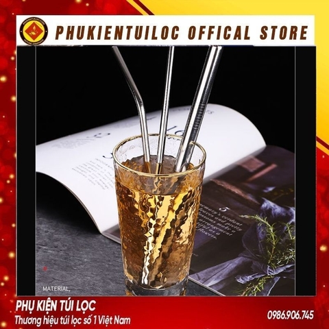 BỘ ỐNG HÚT INOX Thép Không Gỉ Cao Cấp Và Bàn Chải Cọ Rửa - Ống Hút Dài Đủ Size Cho Mọi Đồ Uống & Trà Sữa