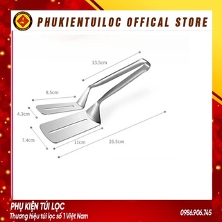 Kẹp inox 304 gắp nóng thức ăn bằng inox, chiên xẻng nướng, gắp đồ nóng như bít tết, cá rán, thịt nướng độ dày 0.8-1.3cm