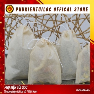 Combo 100 túi lọc trà giấy lọc trà, cafe có dây rút đầy đủ kích thước