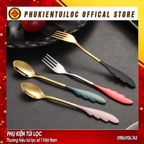 Thìa inox 304 pha trà dụng cụ pha cà phê muỗng cafe inox mạ vàng thiết kế hiện đại sáng trọng- Phukientuiloc.com