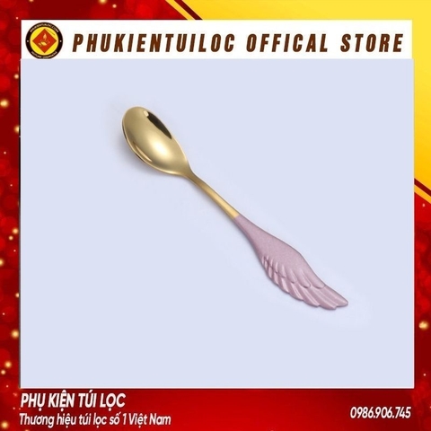 Thìa, dĩa cánh phượng inox 304 pha trà dụng cụ pha cà phê muỗng cafe inox 304 mạ vàng thiết kế hiện đại sáng trọng