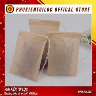Combo 100 túi lọc trà giấy lọc trà, cafe có dây rút đầy đủ kích thước