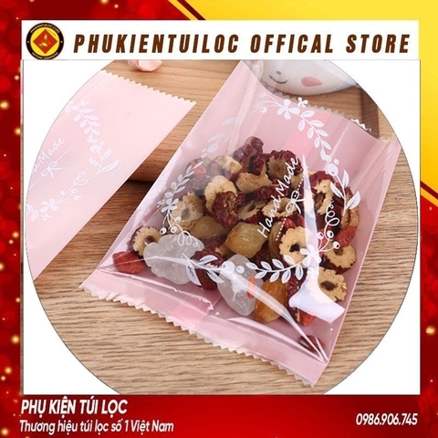 Set 100 Túi đựng bánh cookie/ bánh quy/ trà hoa( túi vòng hoa 4 màu )nhiều kích thước- Phukientuiloc.com