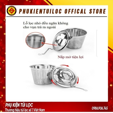 Lọc trà inox 304 hình trụ, có dây treo, không gỉ 9.7cm ( 2089)
