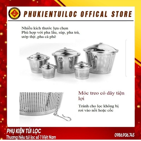 Lọc trà inox 304 cao cấp sang trọng 4.9cm ( 2085) hình trụ, có dây treo, không gỉ