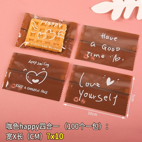 Set 100 Túi bao bì nilon hàn miệng đựng trà hoa,bánh kẹo  đa dạng họa tiết-Phukientuiloc