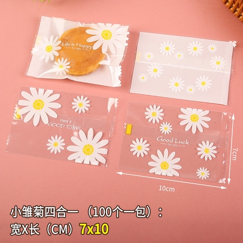 Set 100 Túi bao bì nilon hàn miệng đựng trà hoa,bánh kẹo  đa dạng họa tiết-Phukientuiloc