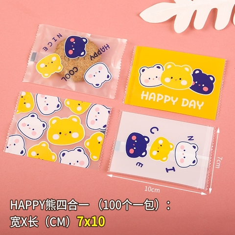 Set 100 Túi bao bì nilon hàn miệng đựng trà hoa,bánh kẹo  đa dạng họa tiết-Phukientuiloc