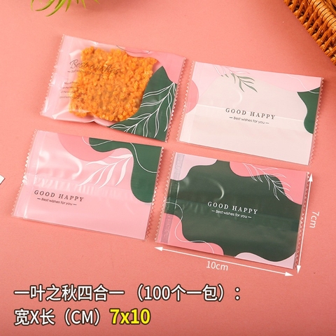 Set 100 Túi bao bì nilon hàn miệng đựng trà hoa,bánh kẹo  đa dạng họa tiết-Phukientuiloc