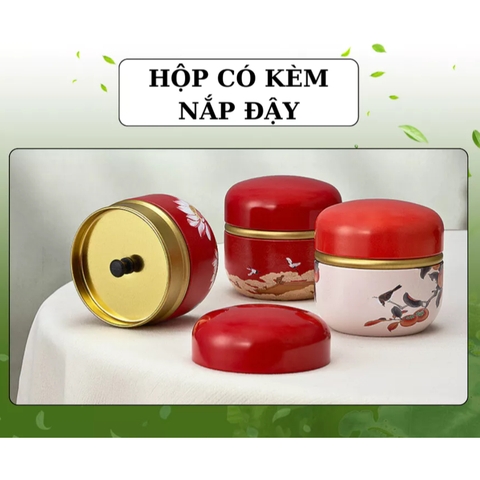 Hộp đựng trà hình cầu PHUKIENTUILOC, chất liệu thiếc, kích cỡ nhỏ gọn-nhiều hoạ tiết sang trọng