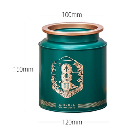 Hộp thiếc tròn đựng trà xanh NẮP NGƯỢC cao cấp 2025- Phukientuiloc