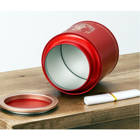 Hộp thiếc tròn đựng trà xanh NẮP NGƯỢC cao cấp 2025- Phukientuiloc