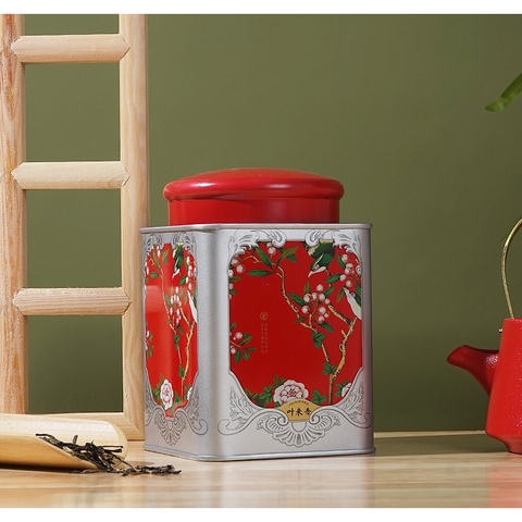 Hộp thiêc đựng trà hũ vuông 125g trà xanh cao cấp- HVNT- Phukientuiloc