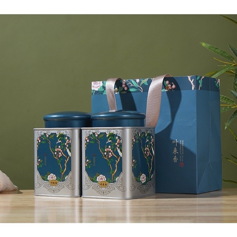 Hộp thiêc đựng trà hũ vuông 125g trà xanh cao cấp- HVNT- Phukientuiloc