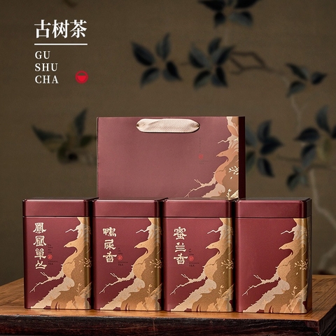 Hũ Thiếc đựng trà hình chữ nhật mẫu CÂY CỔ THỤ PHƯỢNG HOÀNG- Phukientuiloc