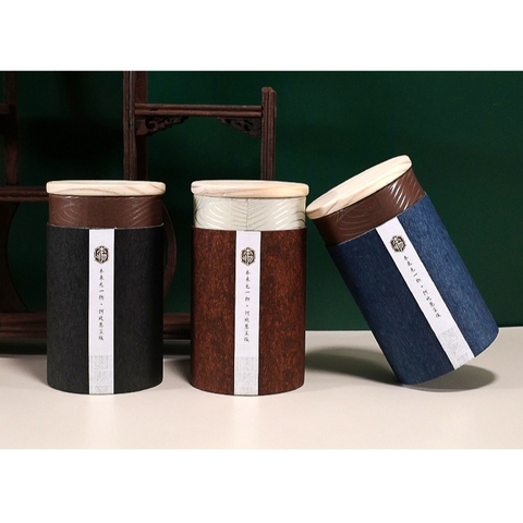 Hộp đựng trà giấy nắp tre đựng 250g trà xanh thân thiện môi trường- Phukientuiloc