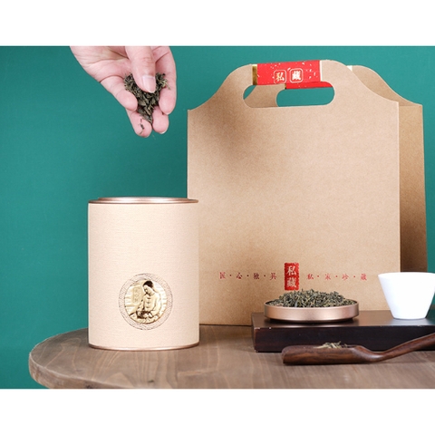 SET QUÀ TANG Lon thiếc giấy tròn đựng trà sáng tạo in hình ông già nhiều màu sắc-Phukientuiloc