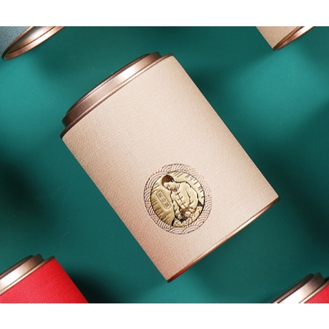 SET QUÀ TANG Lon thiếc giấy tròn đựng trà sáng tạo in hình ông già nhiều màu sắc-Phukientuiloc