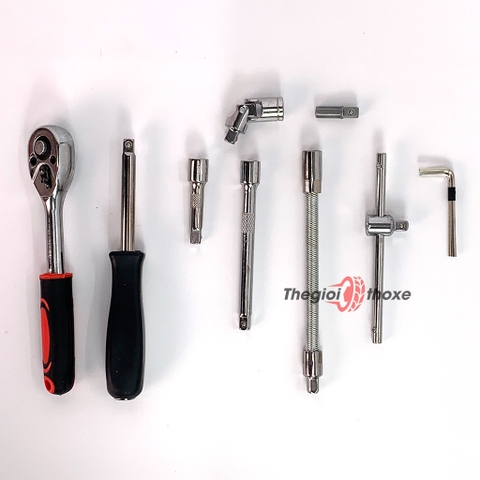 Các dụng cụ cờ lê đảo chiều, tua vít đa năng, tay nối dài, cần nối mềm