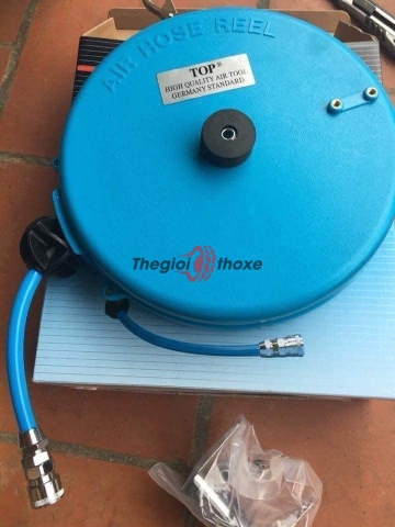 Thế Giới Thợ Xe là đơn vị chuyên nhập khẩu và phân phối chính hãng cuộn dây ống hơi tự rút TOP hộp nhựa xanh