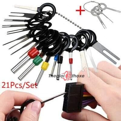 Dụng cụ tháo giắc điện 21 chi tiết với đầu lấy giắc bằng thép không gỉ