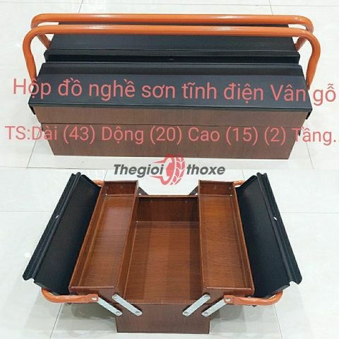 Thùng đựng đồ nghề lớn 2 tầng 3 ngăn vân gỗ