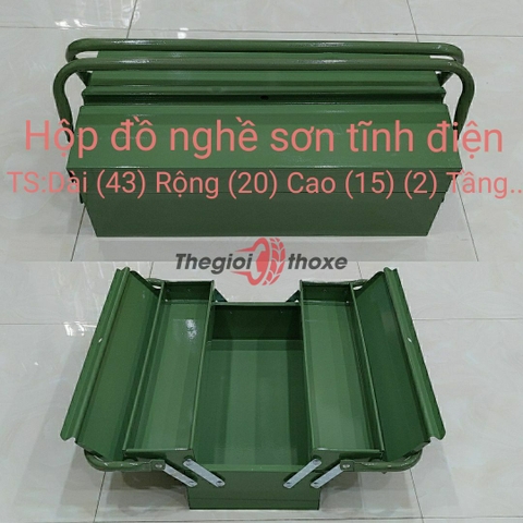 Thùng đựng đồ nghề lớn 2 tầng 3 ngăn màu xanh