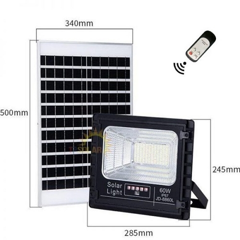 Đèn pha năng lượng mặt trời 60W JD-8860L vỏ nhôm