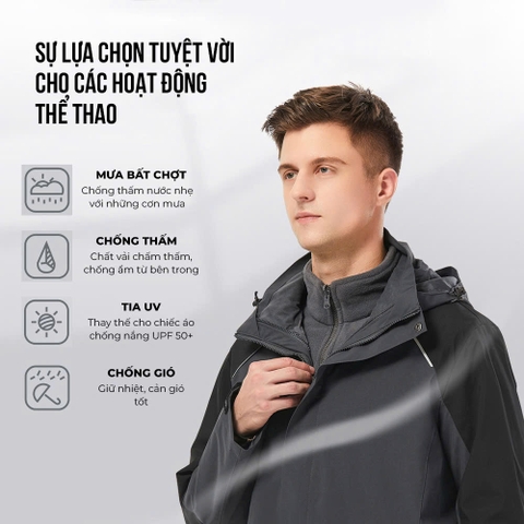 Áo khoác gió cao cấp, 2 lớp chất gió tráng bạc