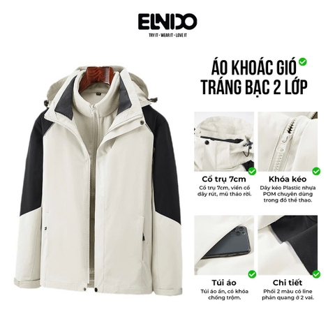 Áo khoác gió cao cấp, 2 lớp chất gió tráng bạc