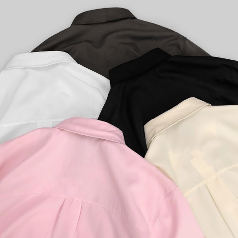 Áo sơ mi tay ngắn unisex chất vải lụa dãn cao cấp