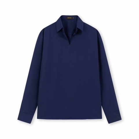 Áo sơ mi không cúc lụa mịn form rộng