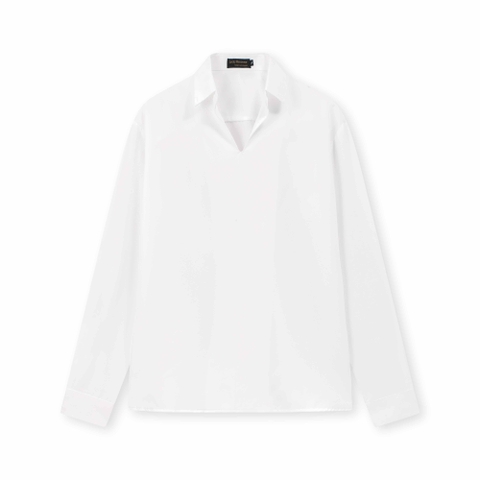 Áo sơ mi không cúc lụa mịn form rộng