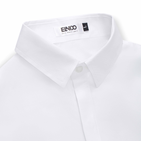 Áo sơ mi dài tay giấu cúc Unisex Basic