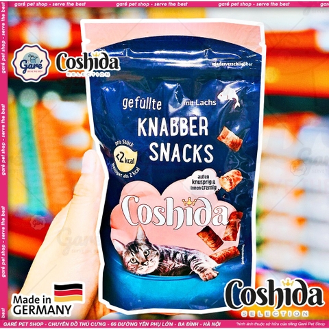 70gr - Bánh thưởng cho Mèo Coshida Creamy & Crunch Knabbersnack vị Gà Phomai & Cá hồi giòn tan bên ngoài bọc kem